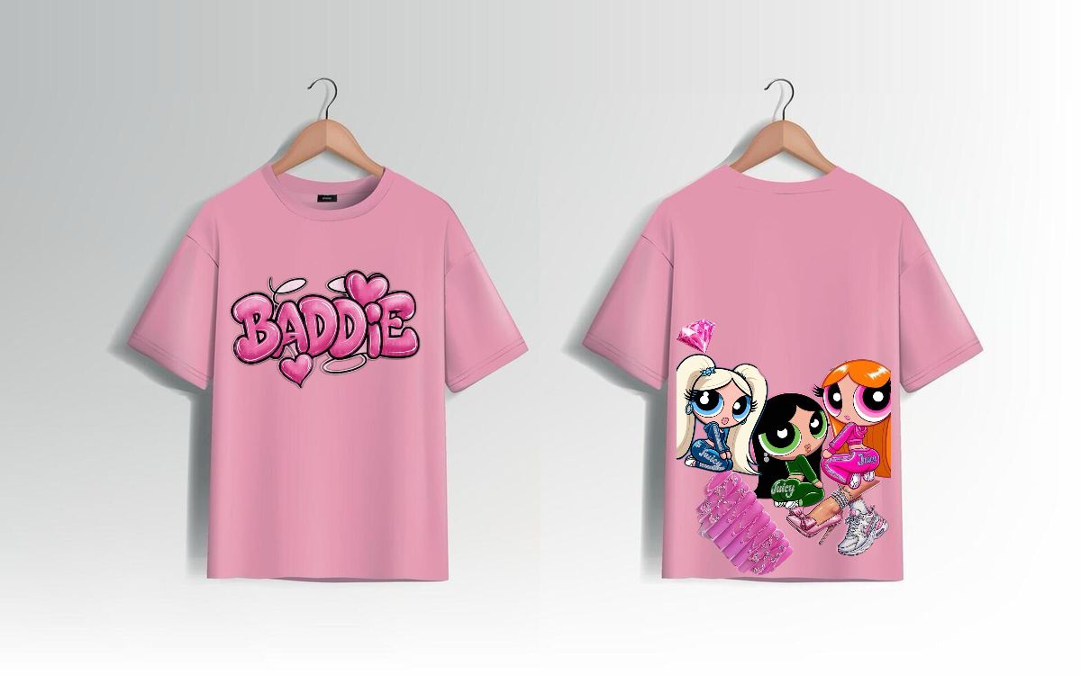Pink "BADDIE" Powerpuff Girls Tee