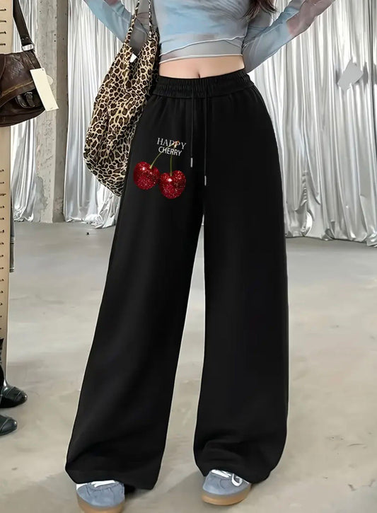 cherry black printed trouser